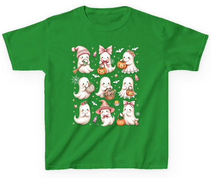 Cute Pink Halloween Ghosts cute Halloween ghosts Youth T-Shirt Irish Green product mockup