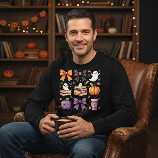 Spooky Season Halloween Sweatshirt Black lifestyle mockup