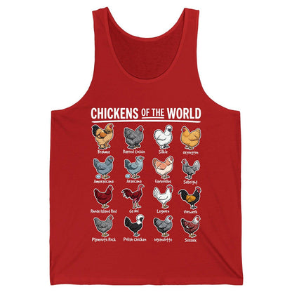 Chickens of the World chicken breeds Tank Top Red product mockup