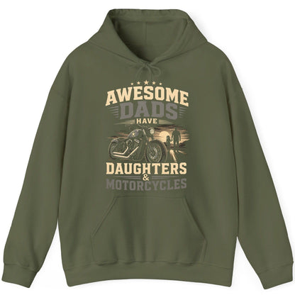 Awesome Dads Have Daughters & Motorcycles biker dad Hoodie Military Green product mockup