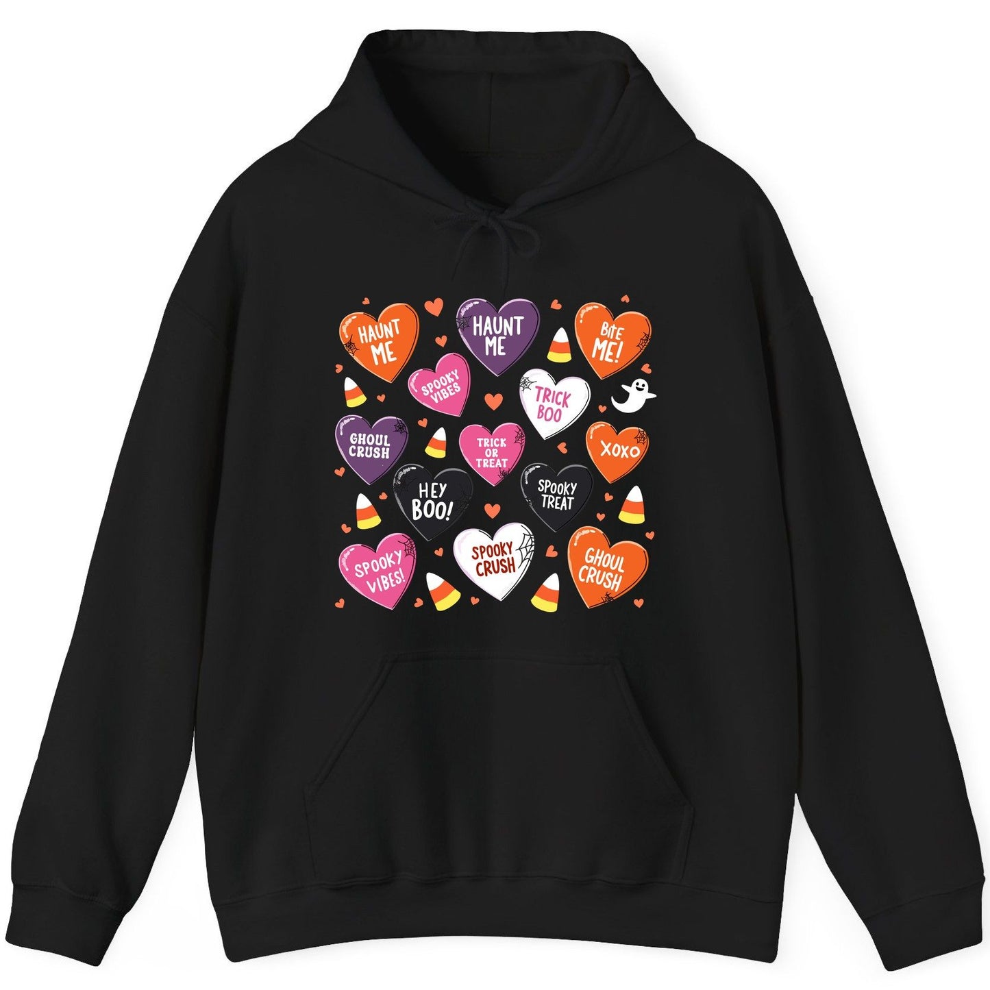 Spooky Halloween Conversation Hearts Halloween conversation hearts Hoodie Black product mockup