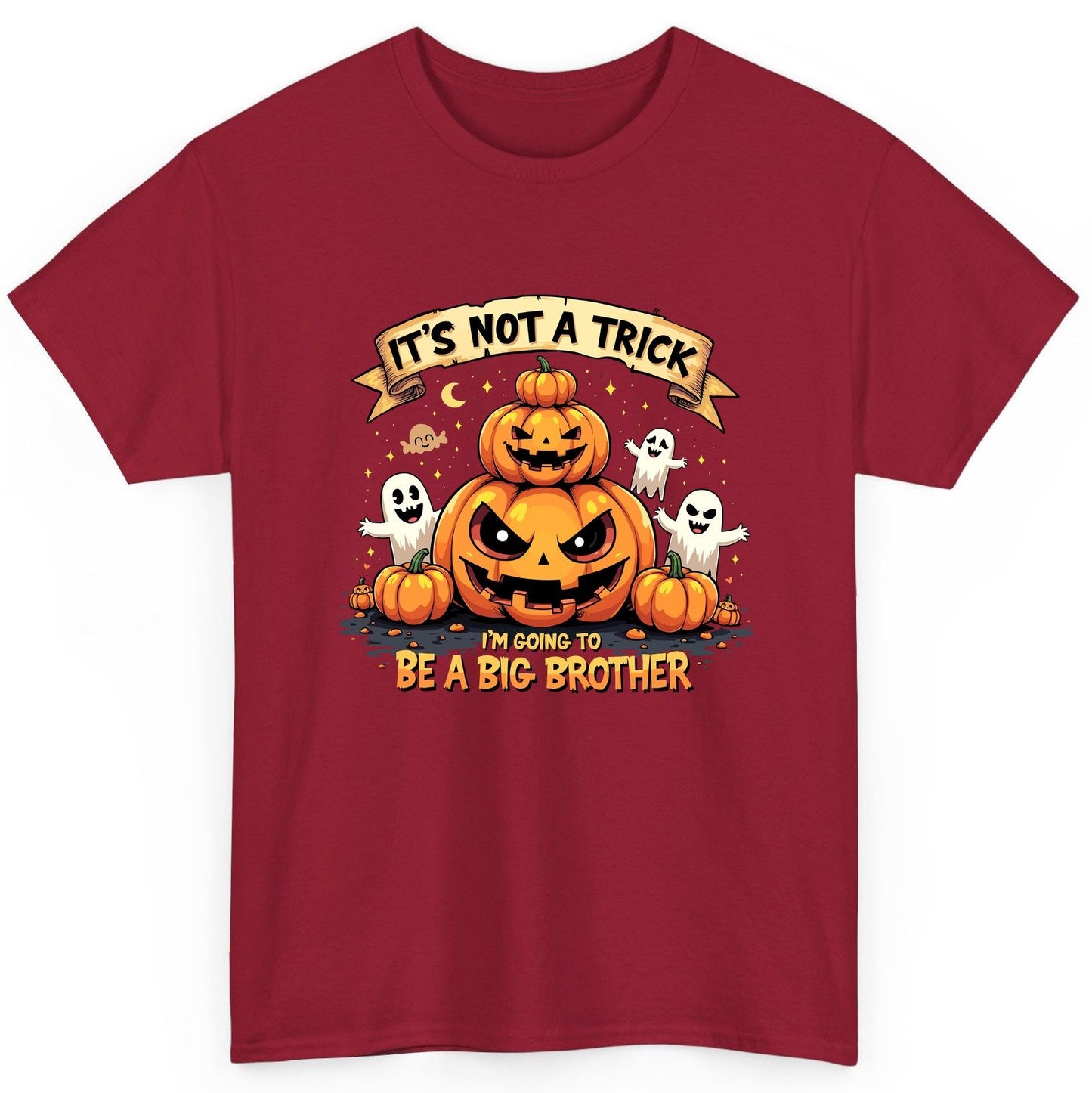 It's Not a Trick I'm Going to Be a Big Brother Halloween pregnancy announcement T-Shirt Cardinal Red product mockup