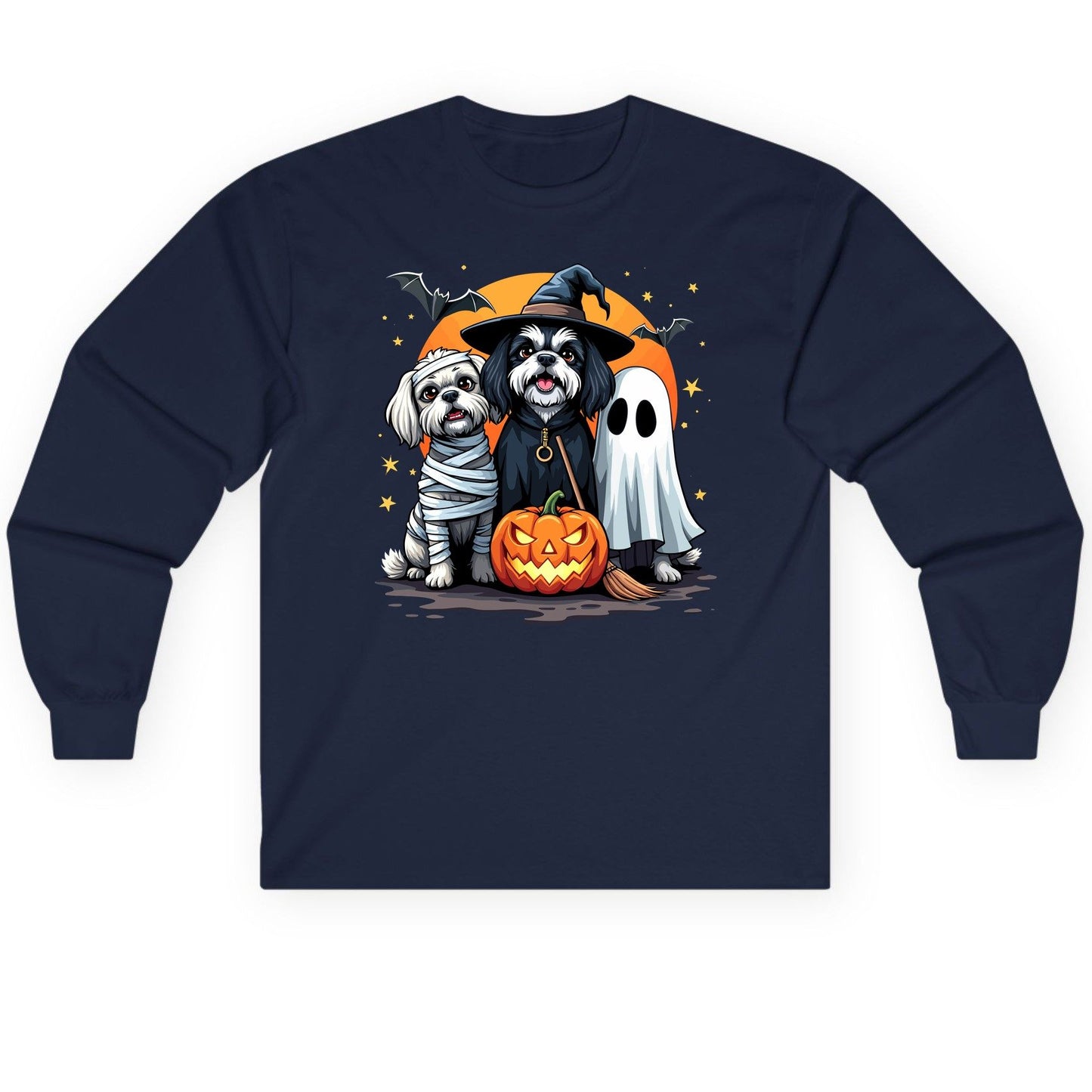 Halloween Dogs Costumes Halloween dogs Long Sleeve Tee Navy product mockup