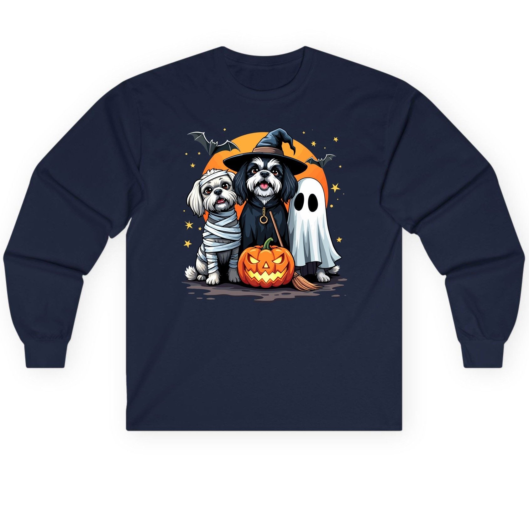 Halloween Dogs Costumes Halloween dogs Long Sleeve Tee Navy product mockup