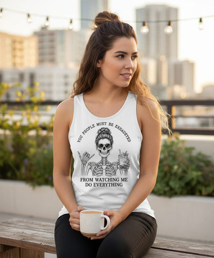 Solid Black Minimalist Minimalists Tank Top - lifestyle model mockup - White