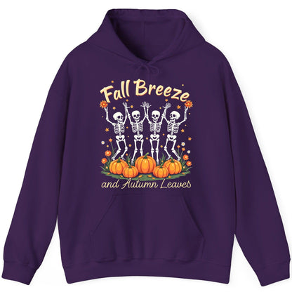 Fall Breeze and Autumn Leaves dancing skeletons Hoodie Purple product mockup