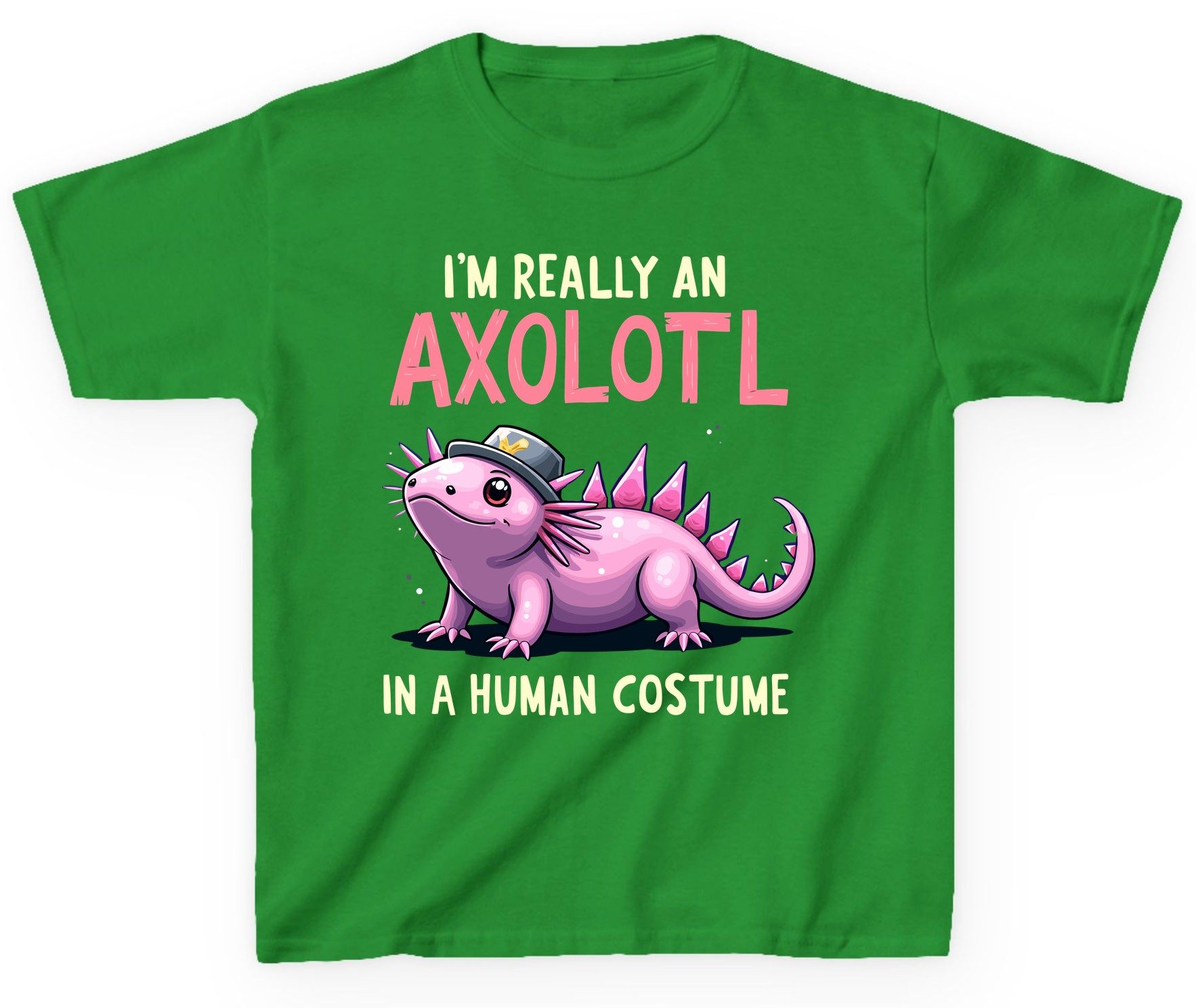 I'm Really an Axolotl in a Human Costume axolotl Youth T-Shirt Irish Green product mockup
