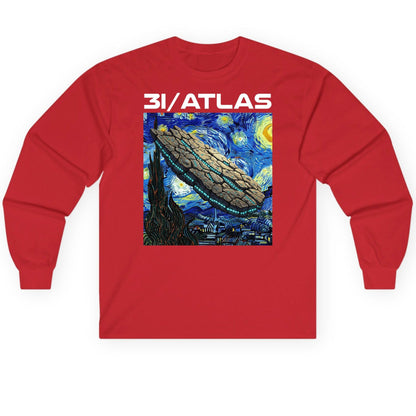 31 Atlas van gogh sci-fi mashup Long Sleeve Tee Red product mockup