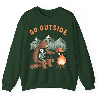 Go Outside funny bear Sweatshirt Forest Green product mockup