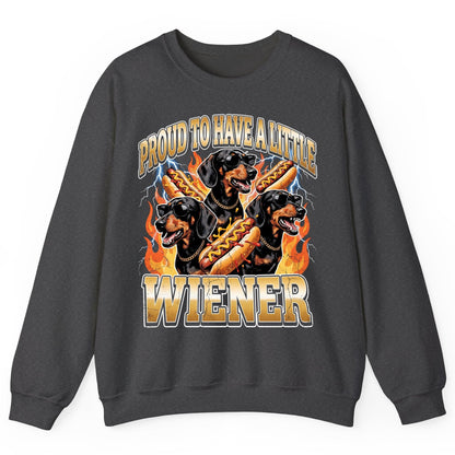 Proud to Have a Little Wiener dachshund Sweatshirt Dark Heather product mockup