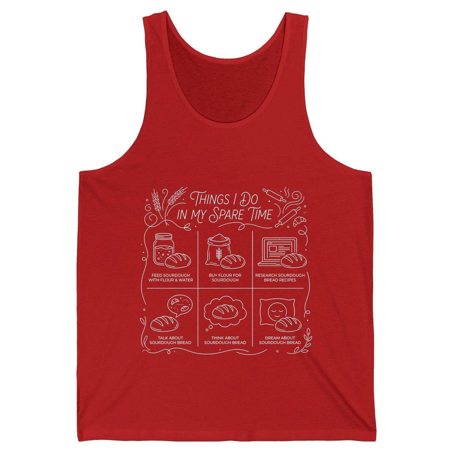 Things I Do in My Spare Time sourdough baking Tank Top Red product mockup