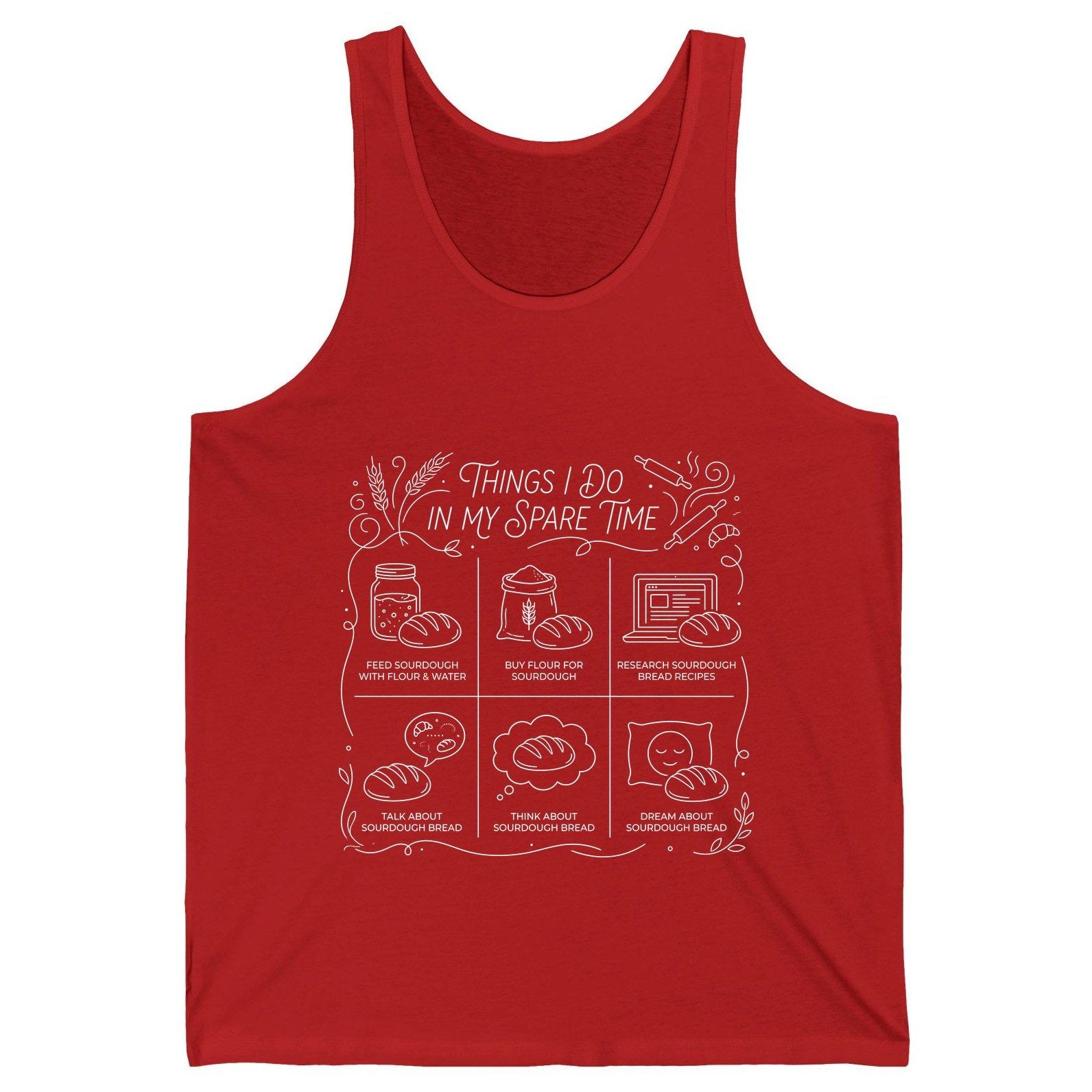 Things I Do in My Spare Time sourdough baking Tank Top Red product mockup