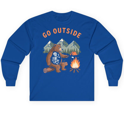 Go Outside funny bear Long Sleeve Tee Royal product mockup