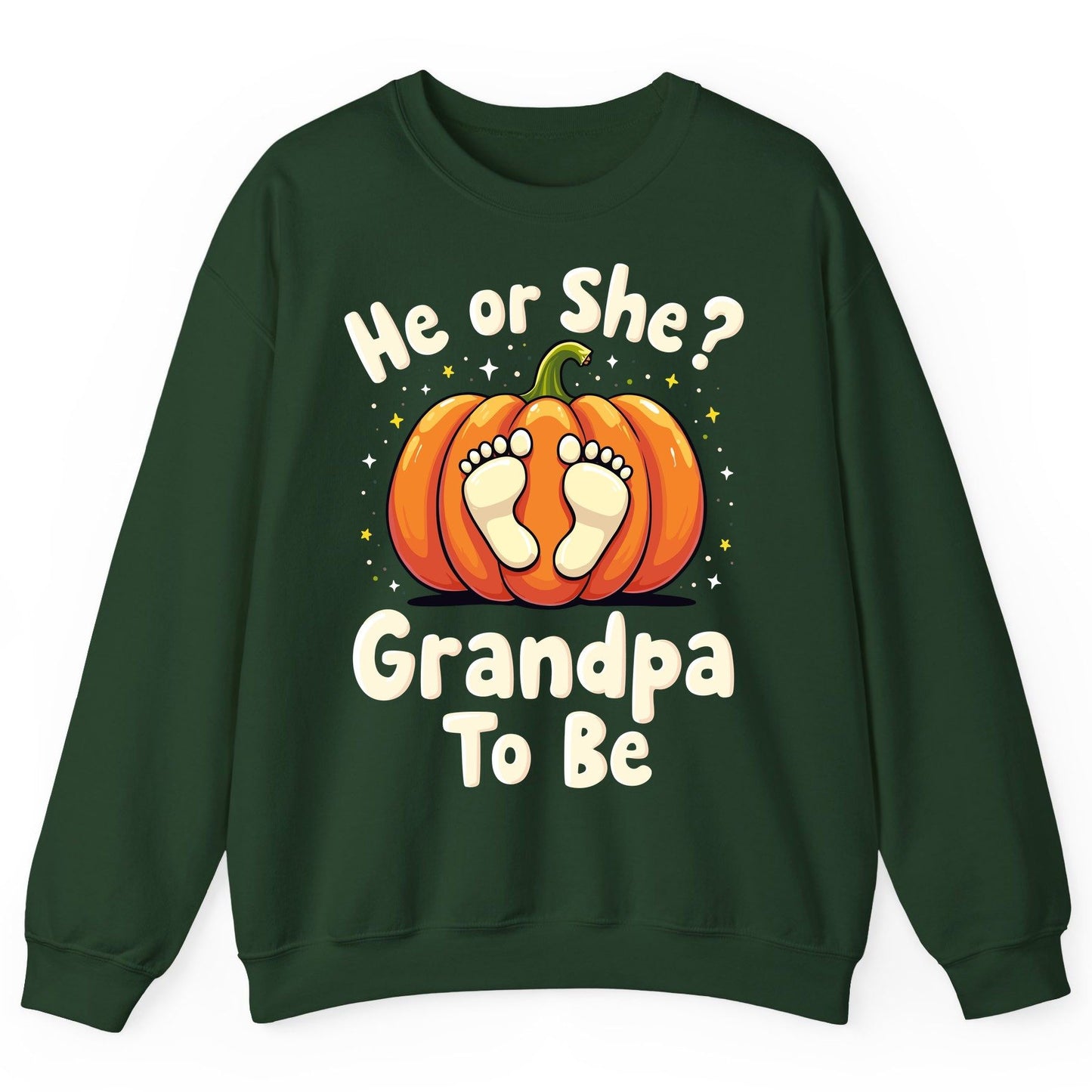 He or She Grandpa to Be gender reveal Sweatshirt Forest Green product mockup