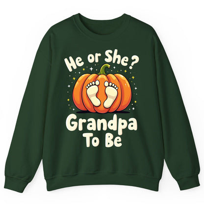 He or She Grandpa to Be gender reveal Sweatshirt Forest Green product mockup