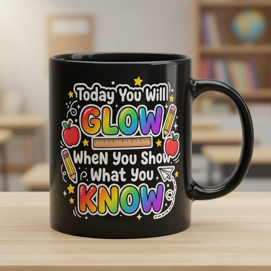 Today You Will Glow Motivational School Quote Black Mug - Black