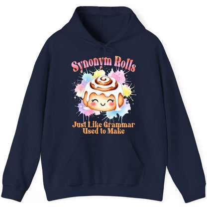 Synonym Rolls Just Like Grammar Used to Make grammar pun Hoodie Navy product mockup