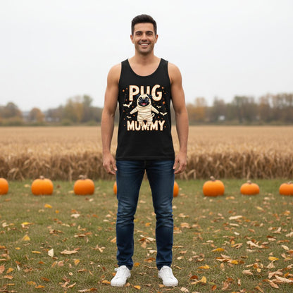 Pug Mummy pug Tank Top Black lifestyle mockup