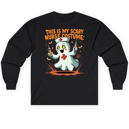 This Is My Scary Nurse Costume ghost nurse Long Sleeve Tee Black product mockup