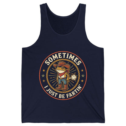 Sometimes I Just Be Fartin' cowboy frog Tank Top Navy product mockup