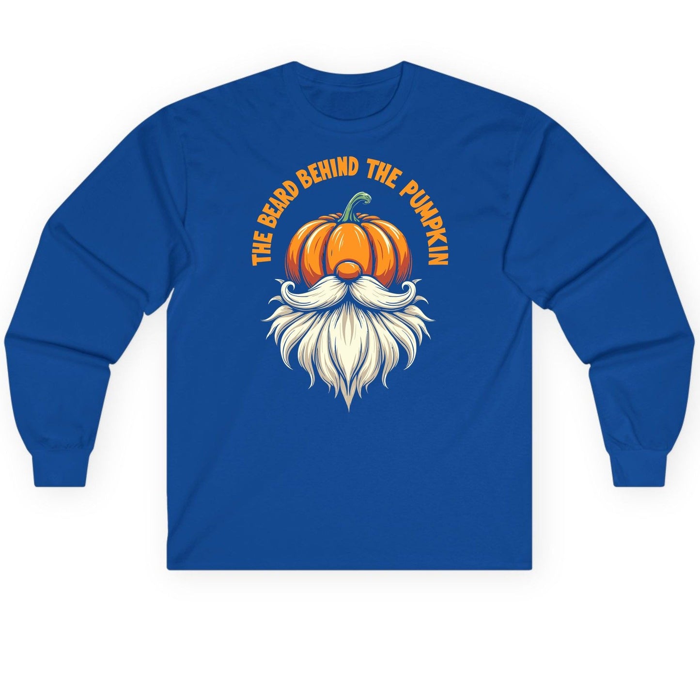 The Beard Behind the Pumpkin Halloween gnome Long Sleeve Tee Royal product mockup