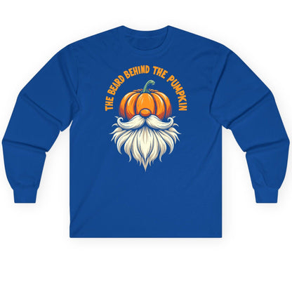 The Beard Behind the Pumpkin Halloween gnome Long Sleeve Tee Royal product mockup