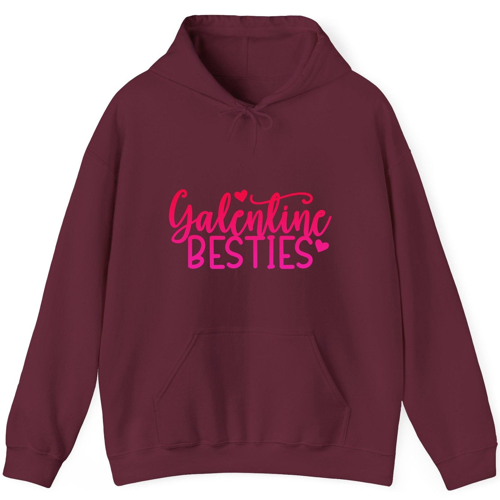 Galentine Besties galentine's day Hoodie Maroon product mockup