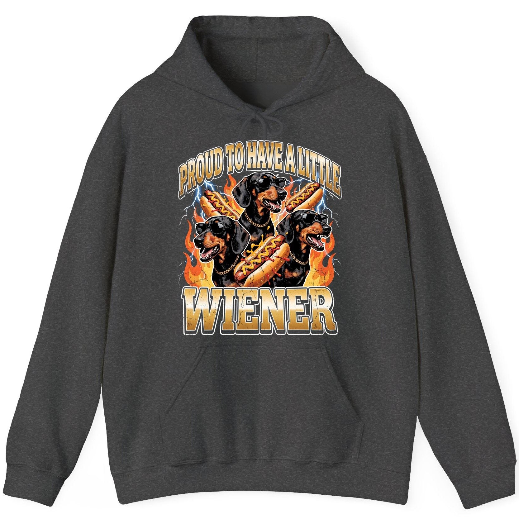 Proud to Have a Little Wiener dachshund Hoodie Dark Heather product mockup