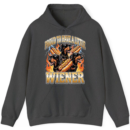 Proud to Have a Little Wiener dachshund Hoodie Dark Heather product mockup