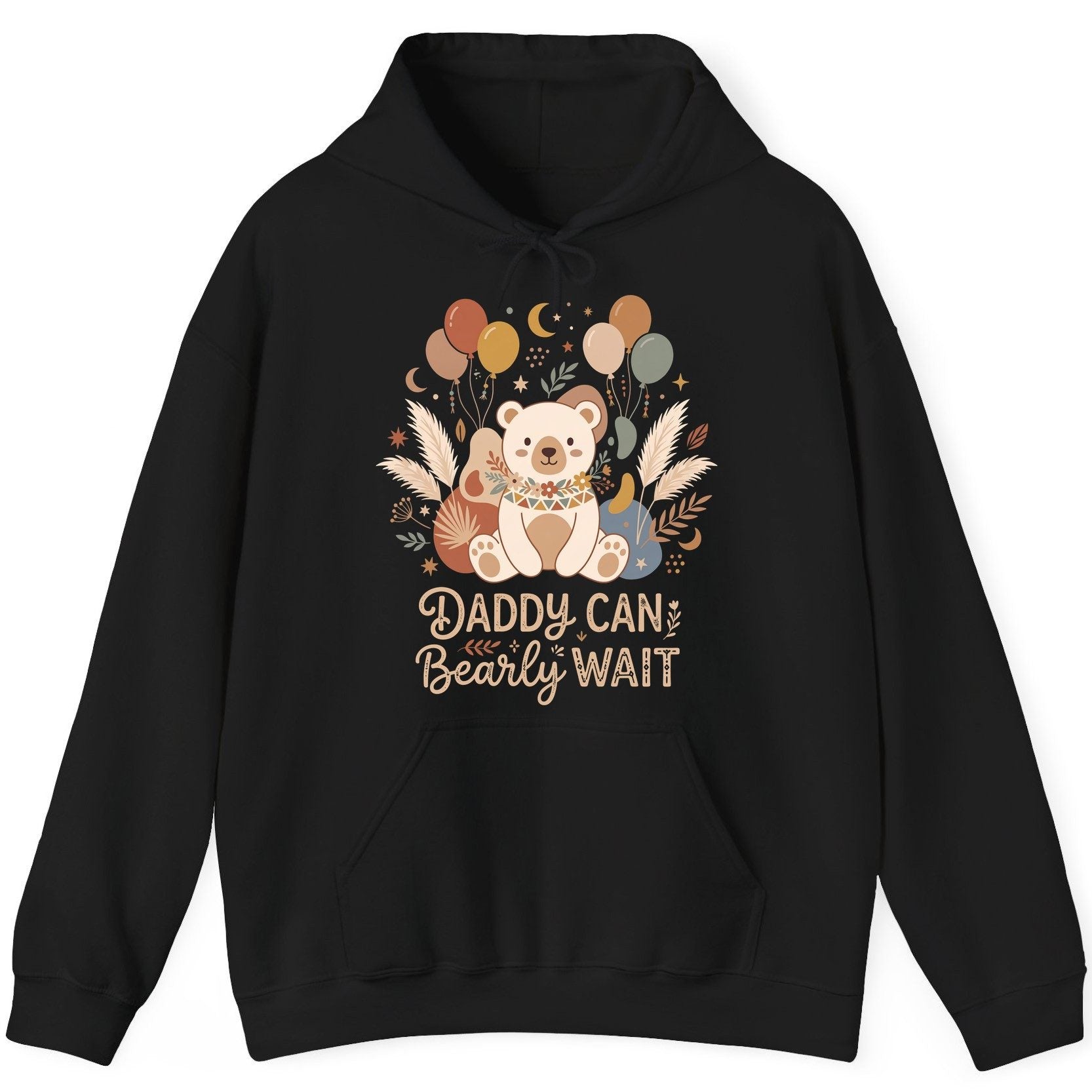 Daddy Can Bearly Wait Baby Shower Hoodie - product mockup - Black
