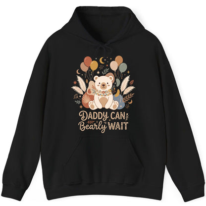 Daddy Can Bearly Wait Baby Shower Hoodie - product mockup - Black