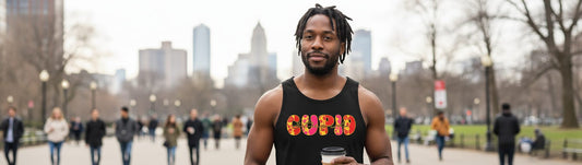 Stupid Cupid anti-Valentine's Day Tank Top Black lifestyle mockup