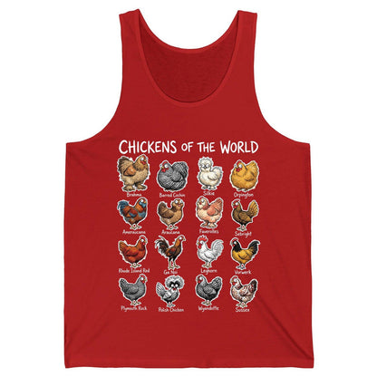 Chickens of the World chicken breeds Tank Top Red product mockup