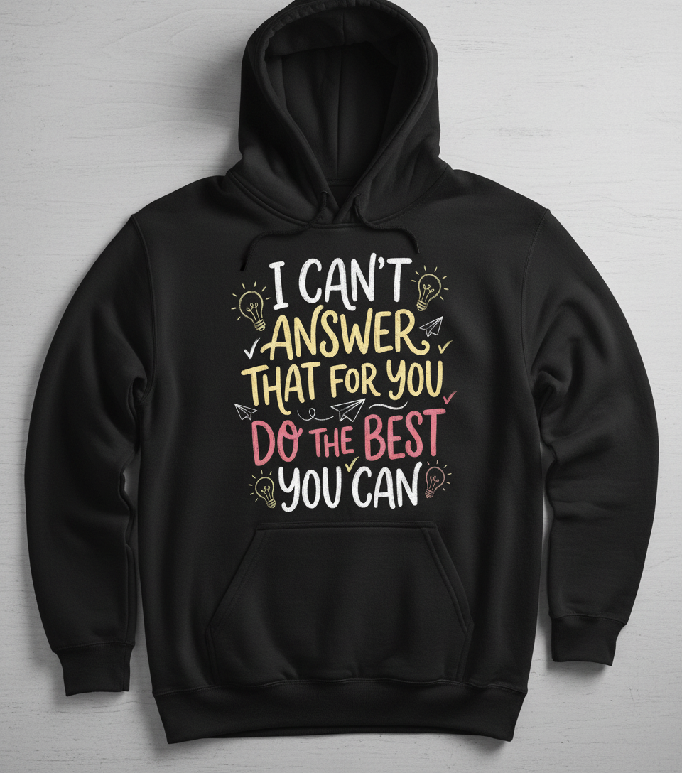 I Can't Answer That For You Teacher Quote Hoodie - Black