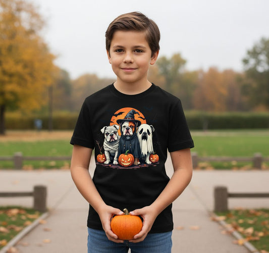 Halloween Bulldogs Costumes Halloween bulldogs Youth T-Shirt Black lifestyle mockup
