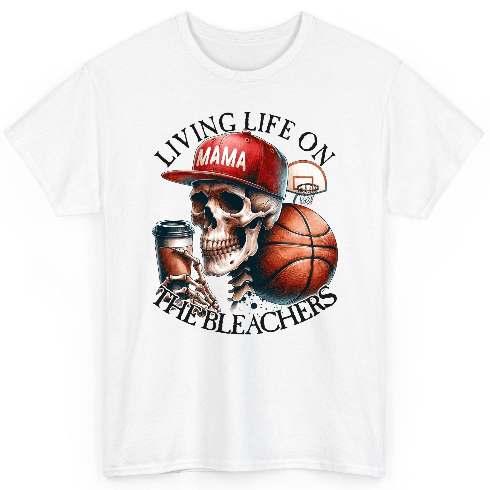 Living Life on the Bleachers Mama basketball mom T-Shirt White product mockup