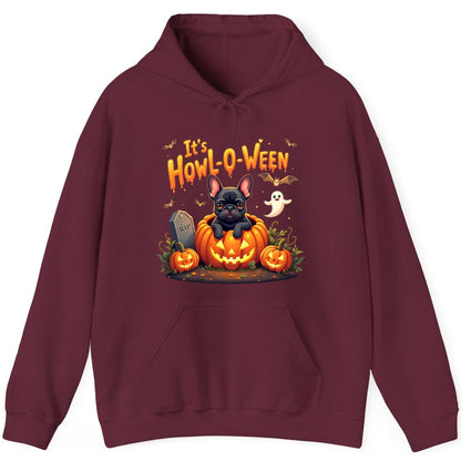 It's Howl-O-Ween french bulldog Hoodie Maroon product mockup