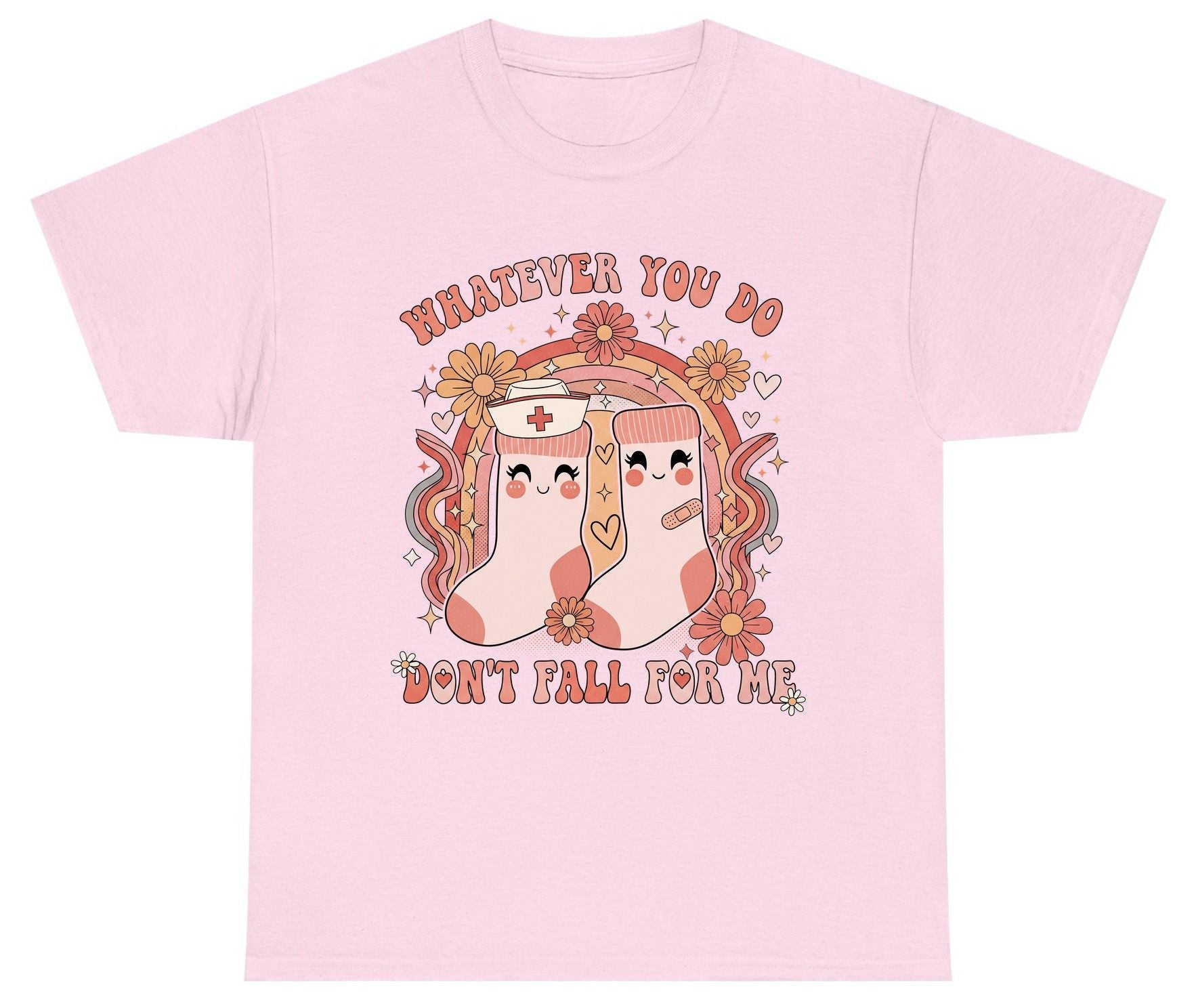 Whatever You Do Don't Fall for Me nurse Youth T-Shirt Light Pink product mockup