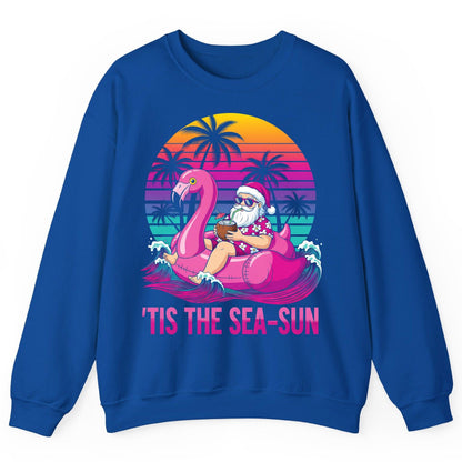 'Tis the Sea-Sun tropical santa claus Sweatshirt Royal product mockup