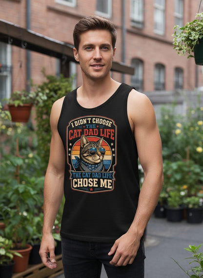 I Didn't Choose the Cat Dad Life the Cat Dad Life Chose Me cat Tank Top Black lifestyle mockup