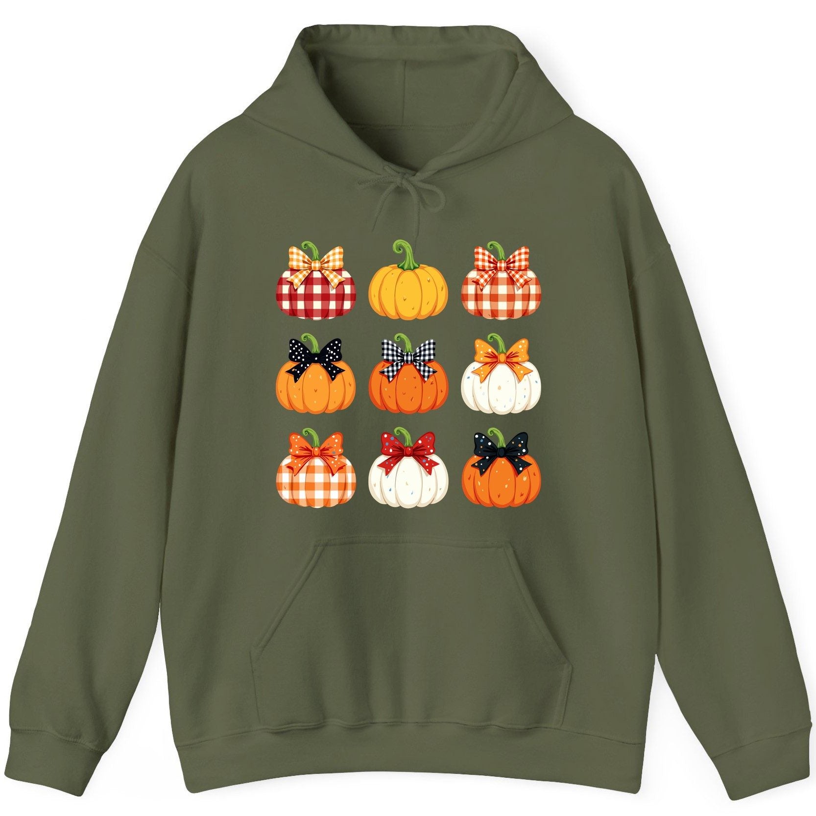 Decorative Fall Pumpkins fall pumpkins Hoodie Military Green product mockup