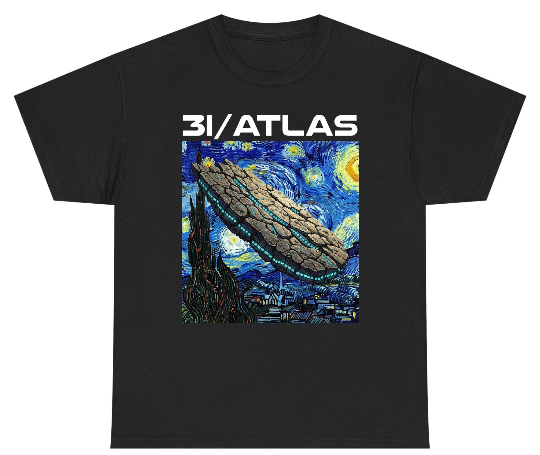 31 Atlas van gogh sci-fi mashup Youth T-Shirt Black product mockup