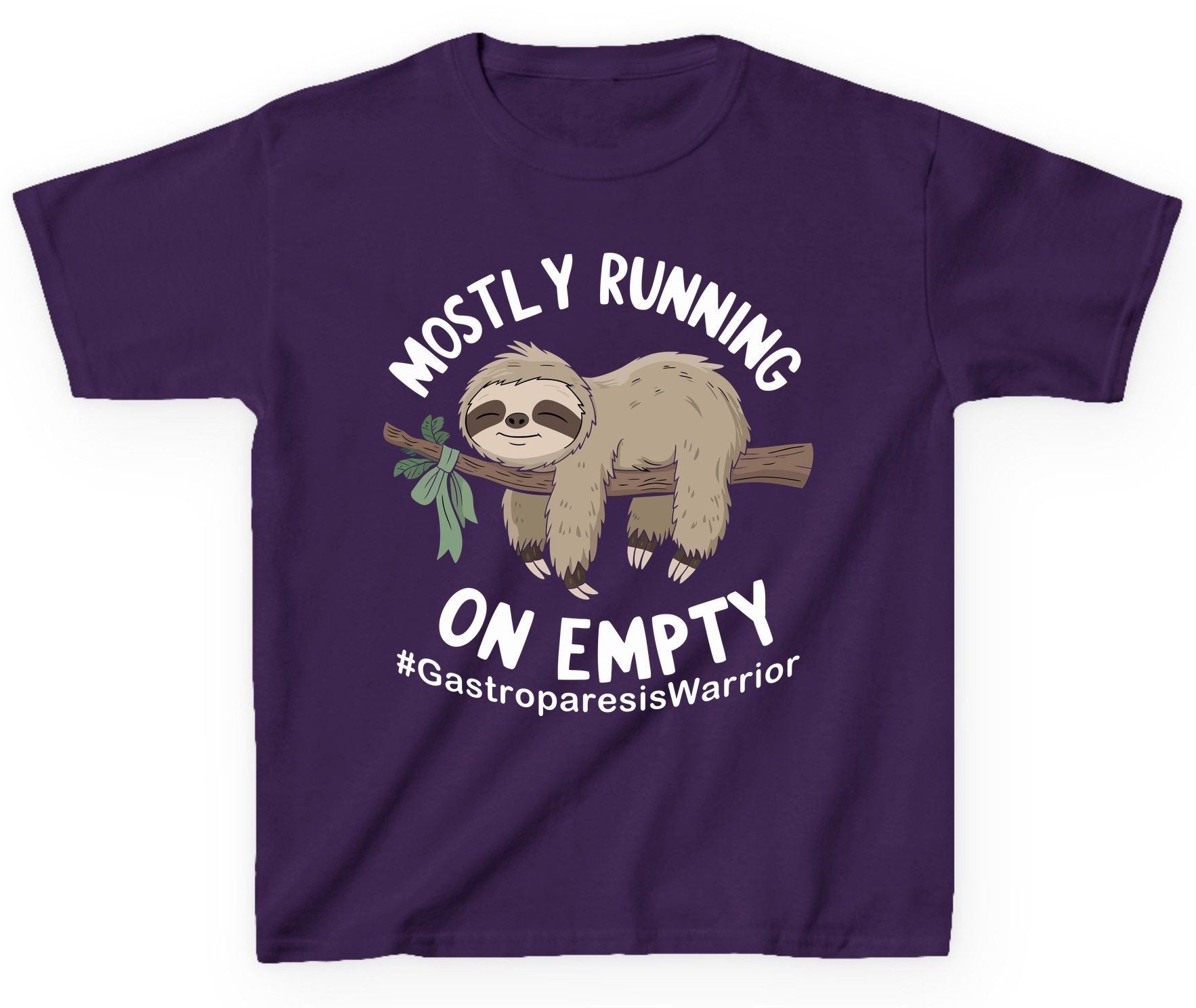 Mostly Running on Empty Gastroparesiswarrior gastroparesis awareness Youth T-Shirt Purple product mockup