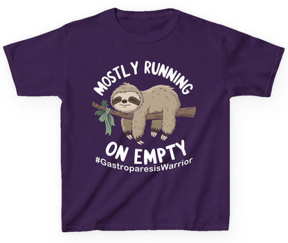 Mostly Running on Empty Gastroparesiswarrior gastroparesis awareness Youth T-Shirt Purple product mockup