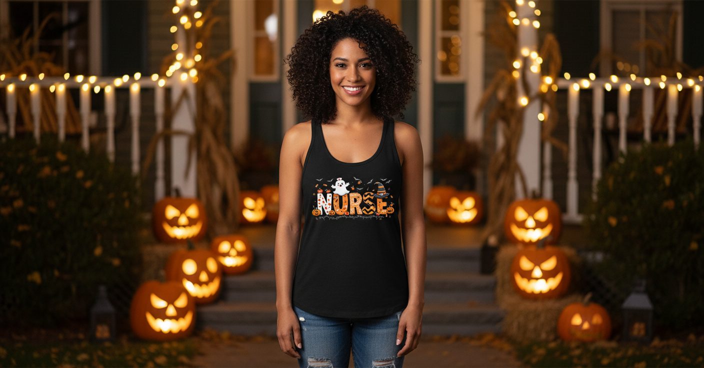 Nurse Halloween Tank Top Black lifestyle mockup
