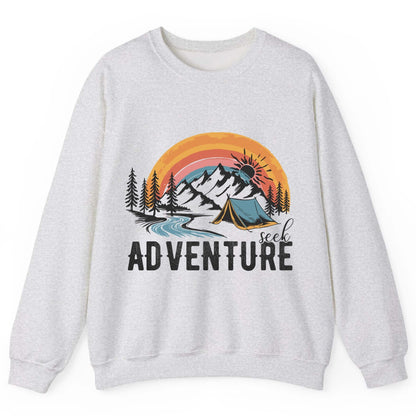 Seek Adventure camping Sweatshirt Ash product mockup