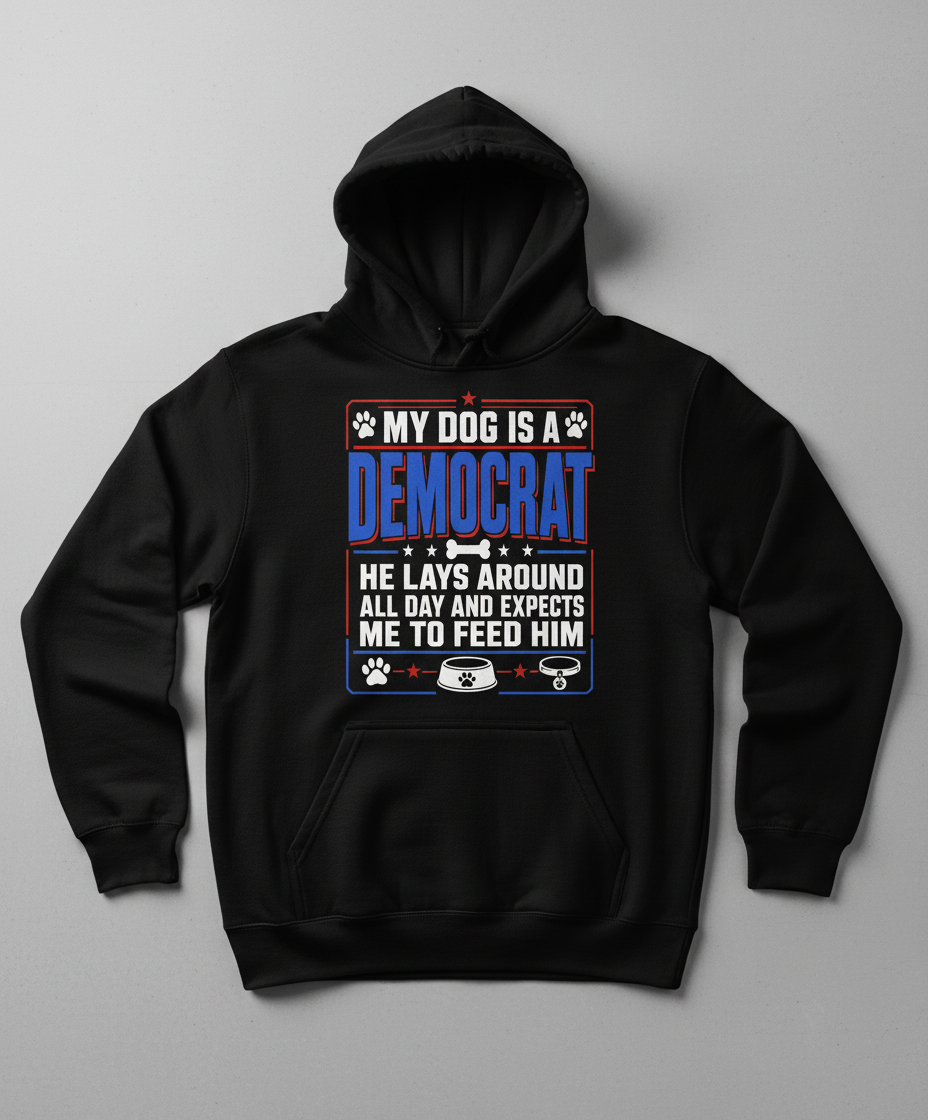 My Dog Is A Democrat Funny Political Dog Lover Design Hoodie - Black