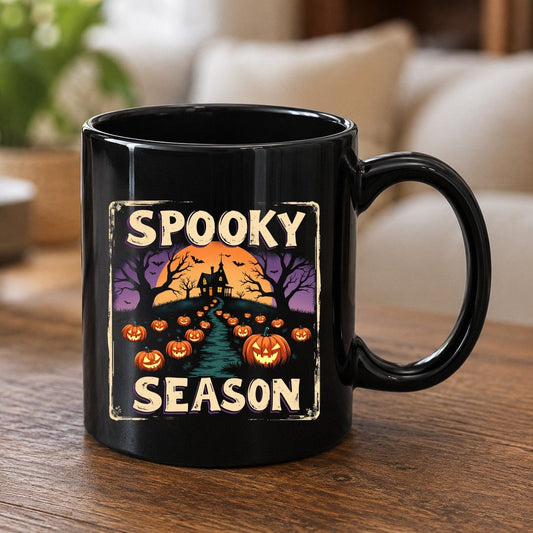 Spooky Season Halloween Black Mug Black product mockup