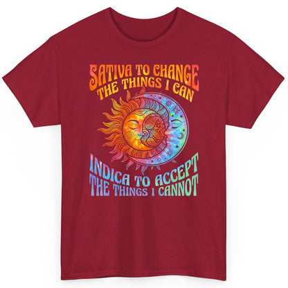 SATIVA TO CHANGE THE THINGS I CAN INDICA TO ACCEPT THE THINGS T-Shirt - product mockup - Cardinal Red