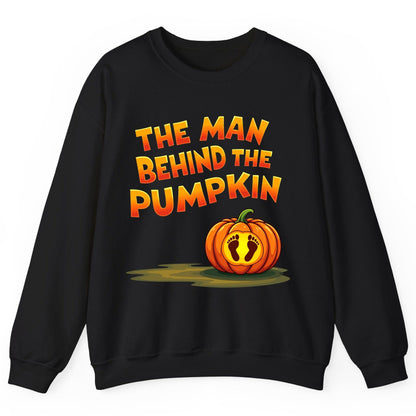The Man Behind the Pumpkin pregnancy announcement Sweatshirt Black product mockup